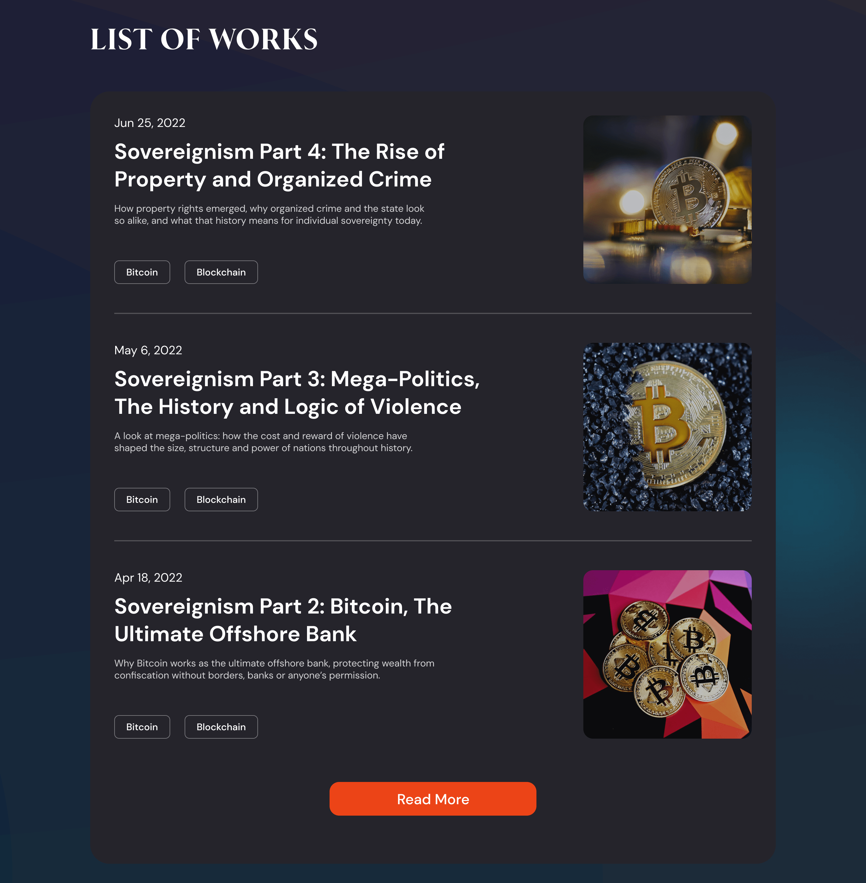 List of works — the Sovereignism essay series