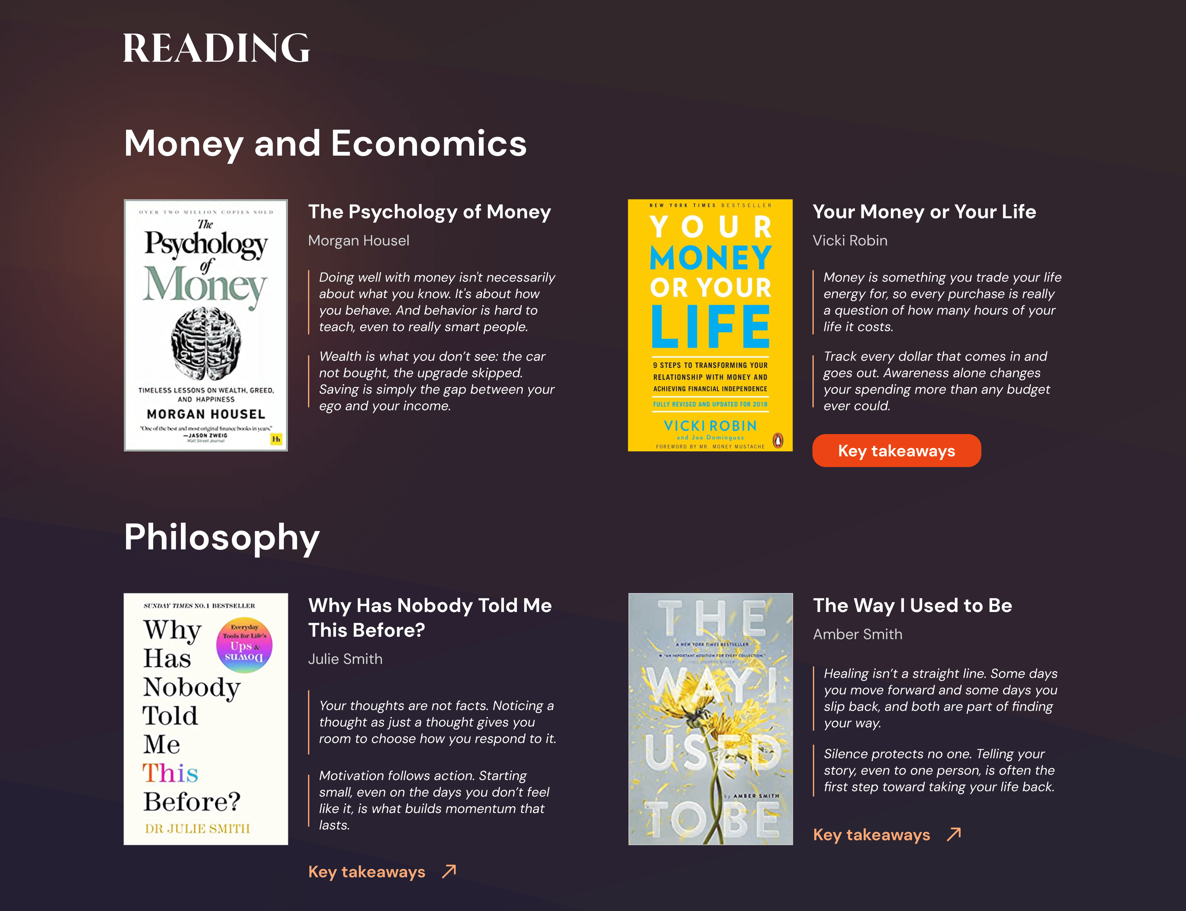 Recommended reading on money and economics, and philosophy