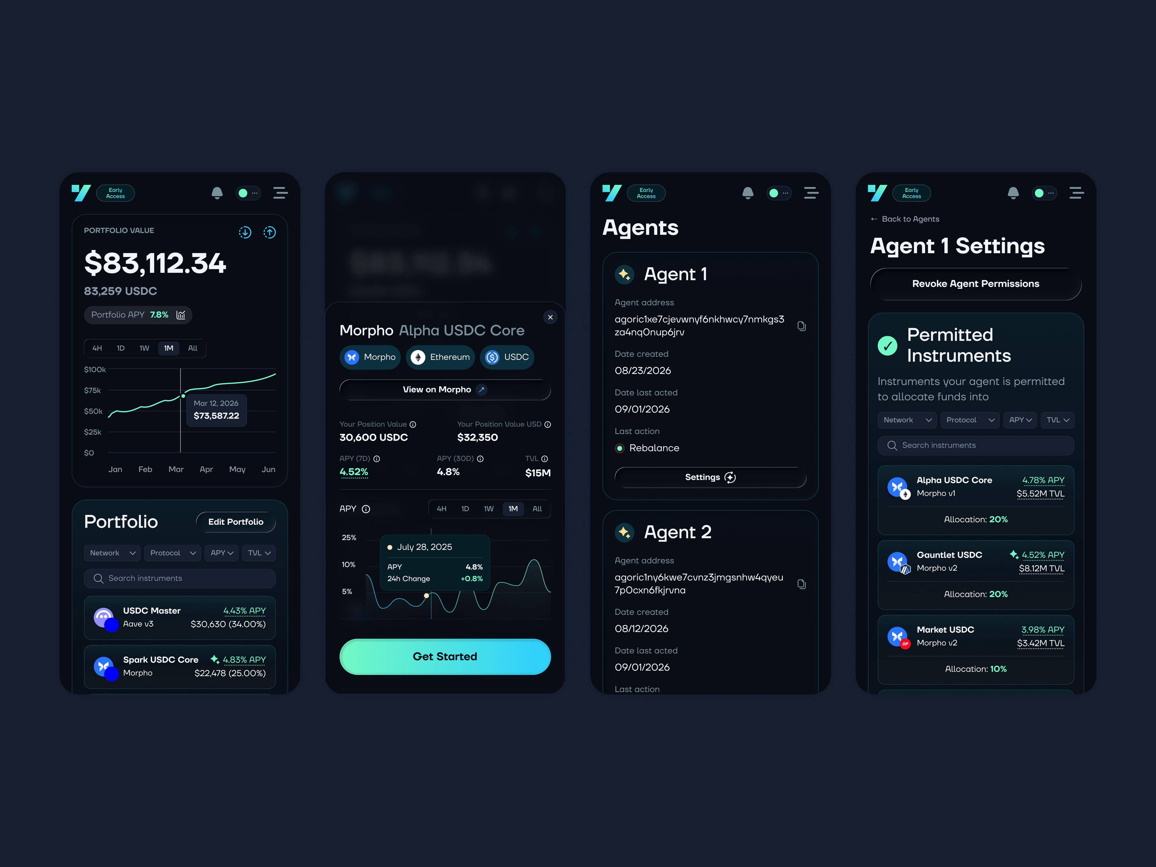 Mobile dashboard, vault detail, agents and agent settings