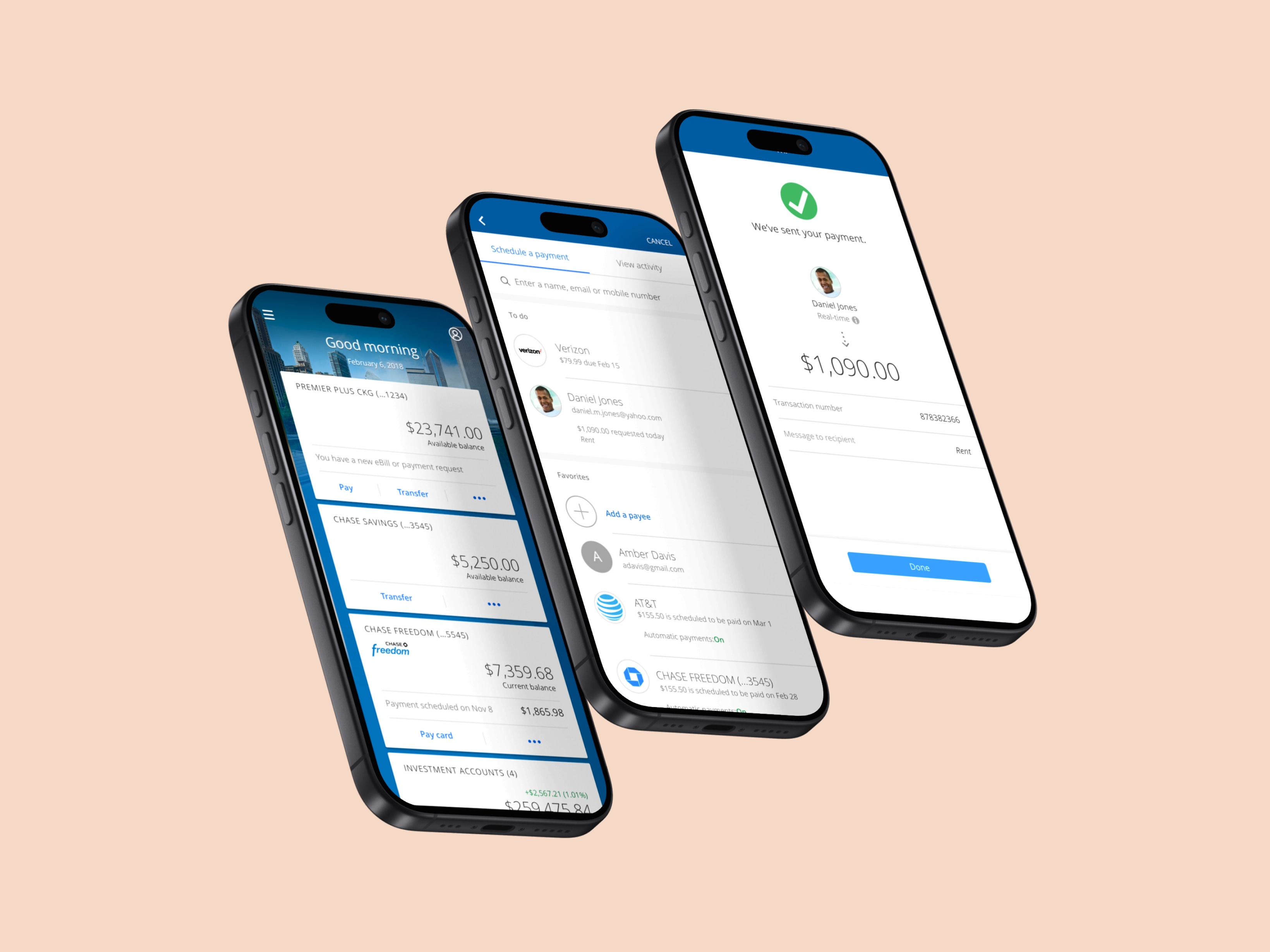 Fast Pay — pick an account and payee, then confirm the credit card payment