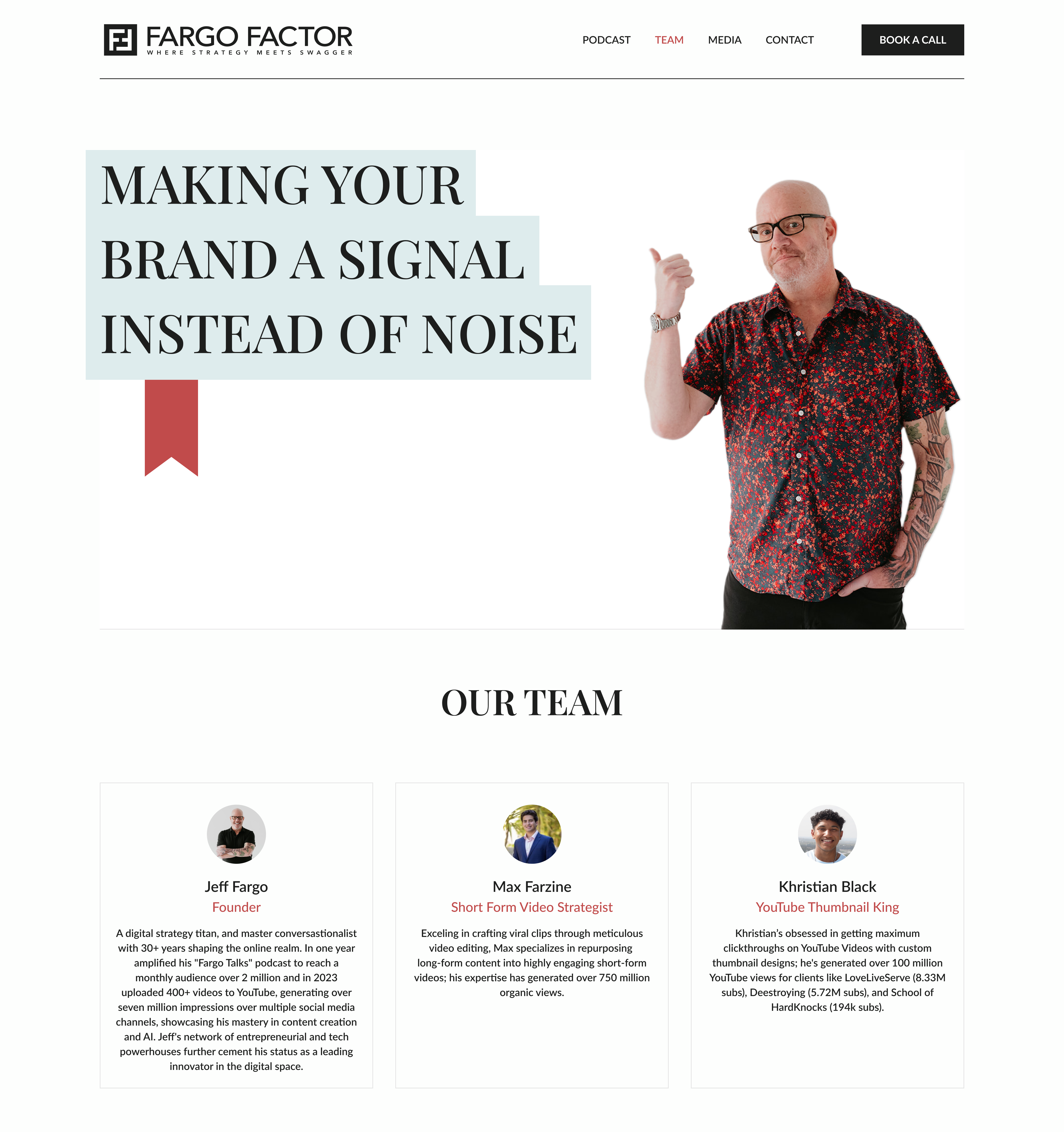 The team page — making your brand a signal instead of noise