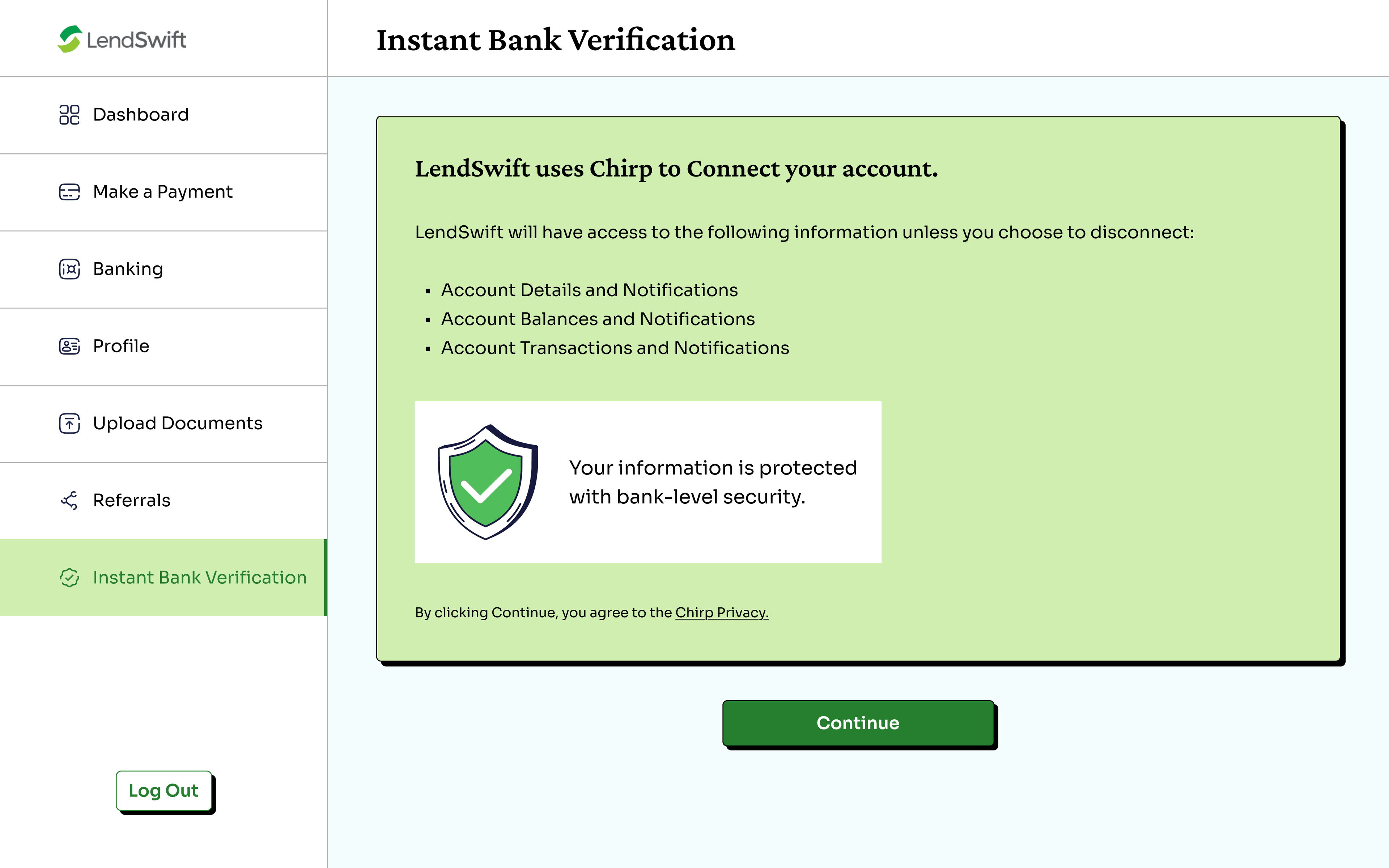 Instant bank verification