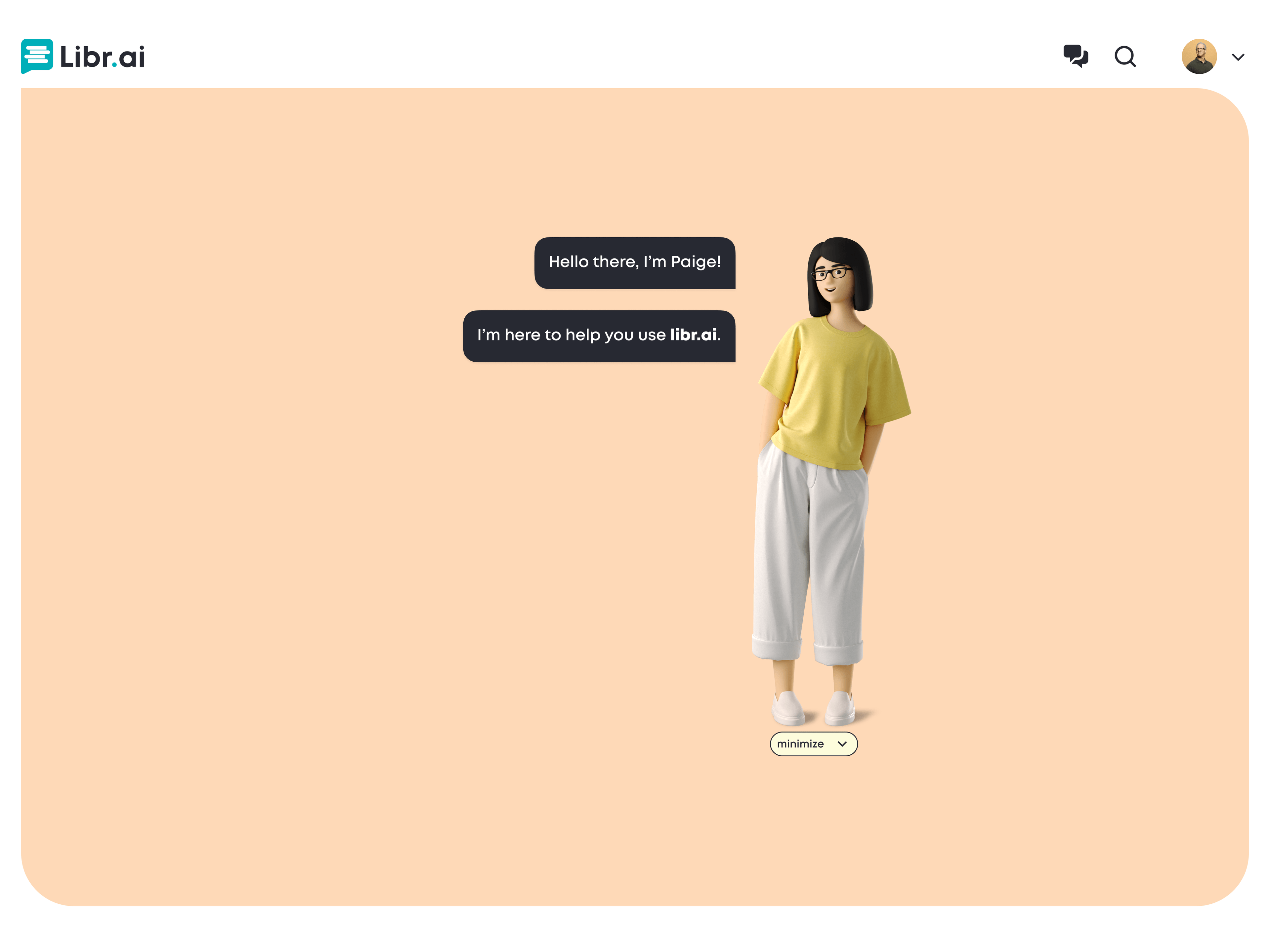 Meeting Paige, the 3D avatar assistant, on first visit