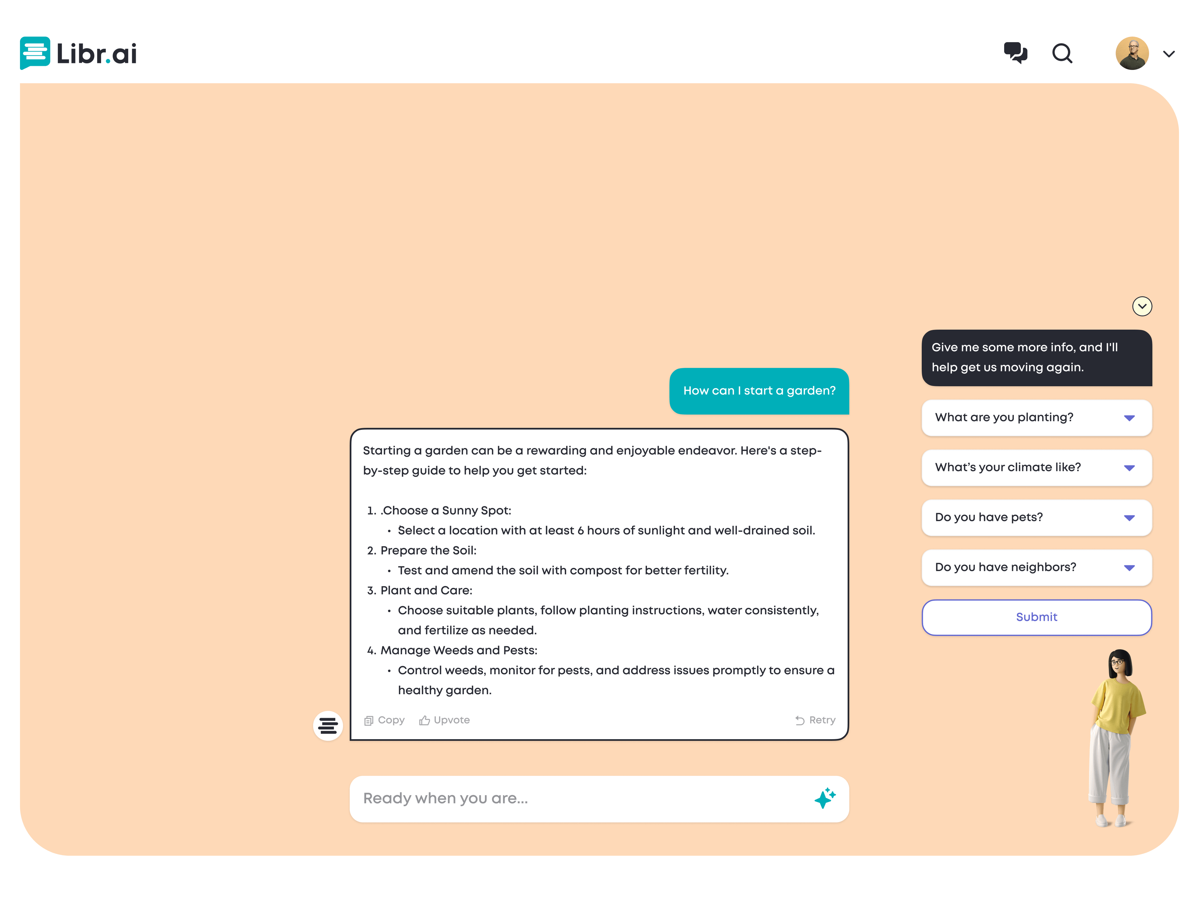 Paige asks follow-up questions to personalize the answer