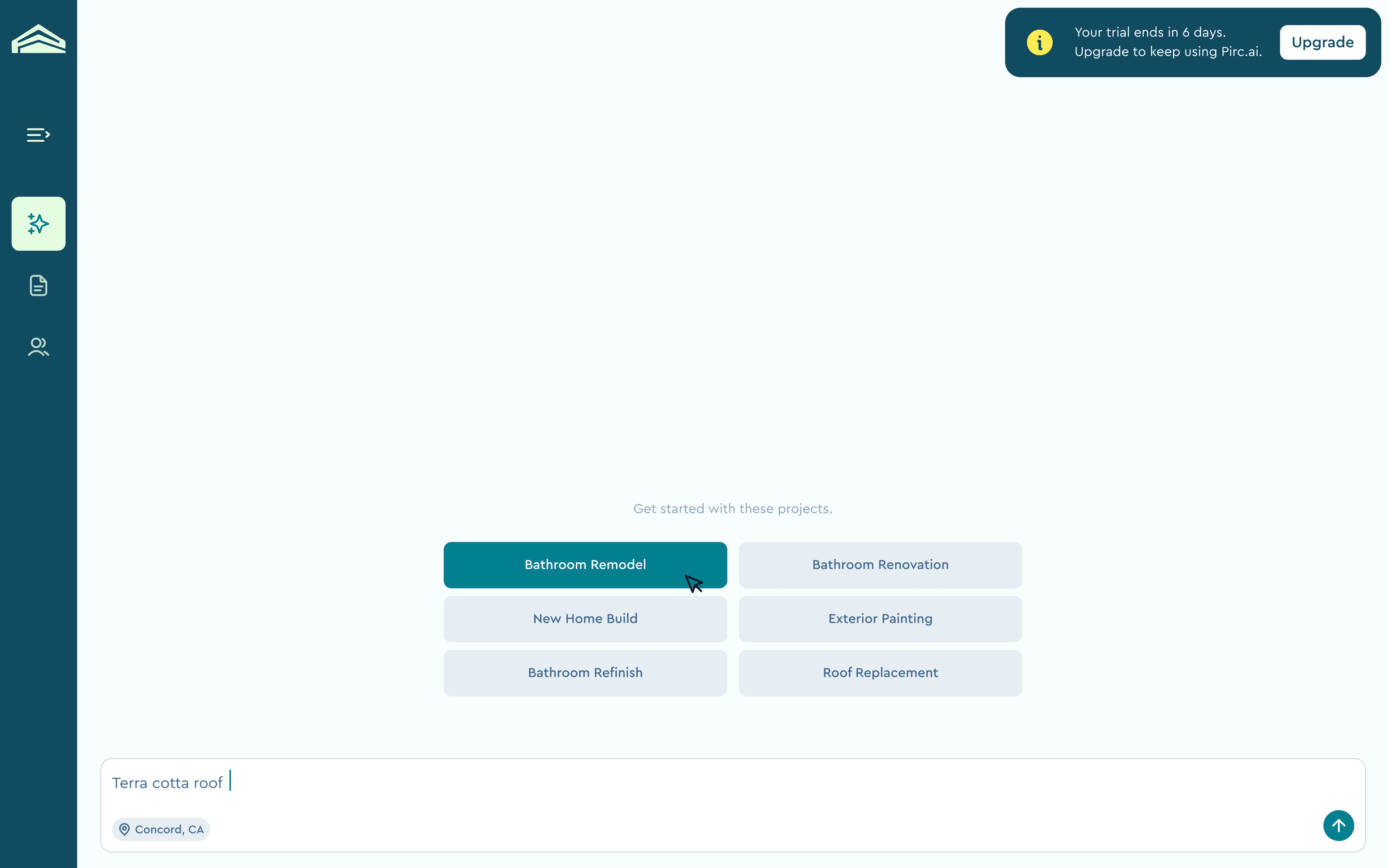 The web AI estimator — start from a project template or describe the job