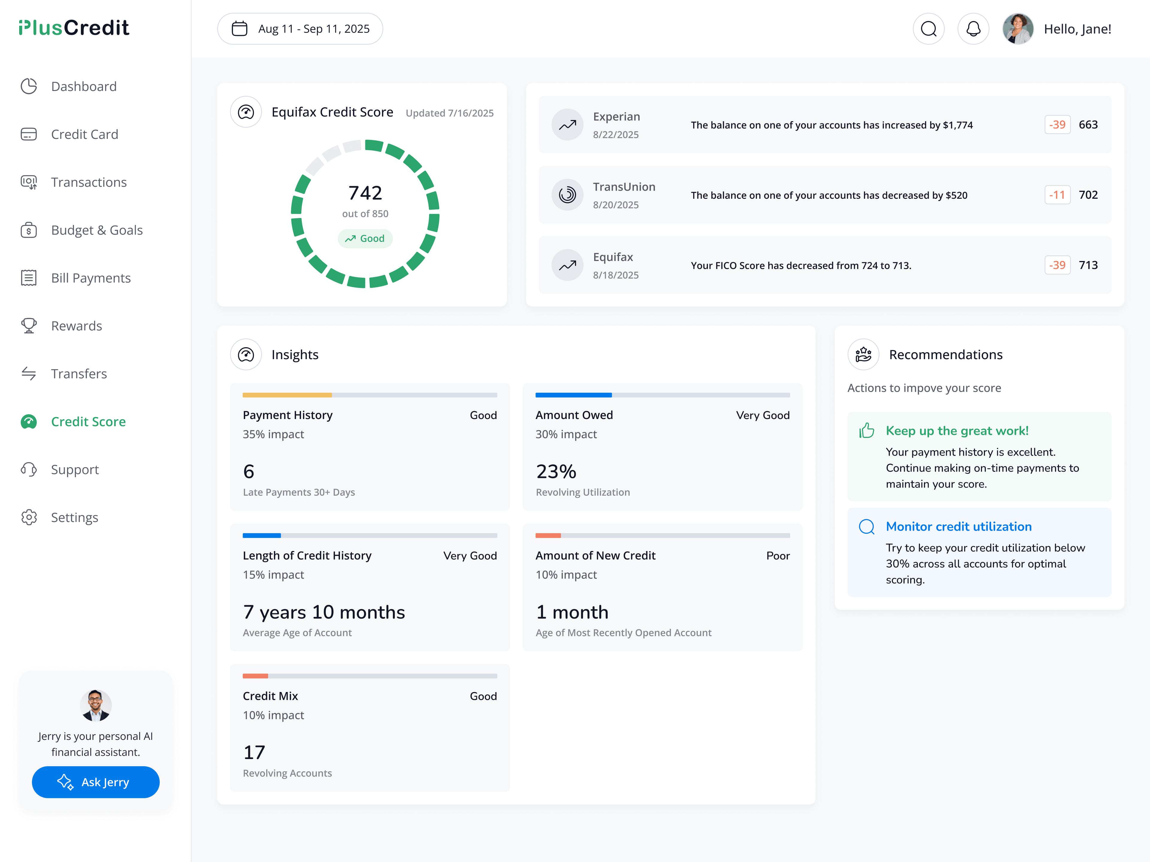 Credit score insights and recommendations