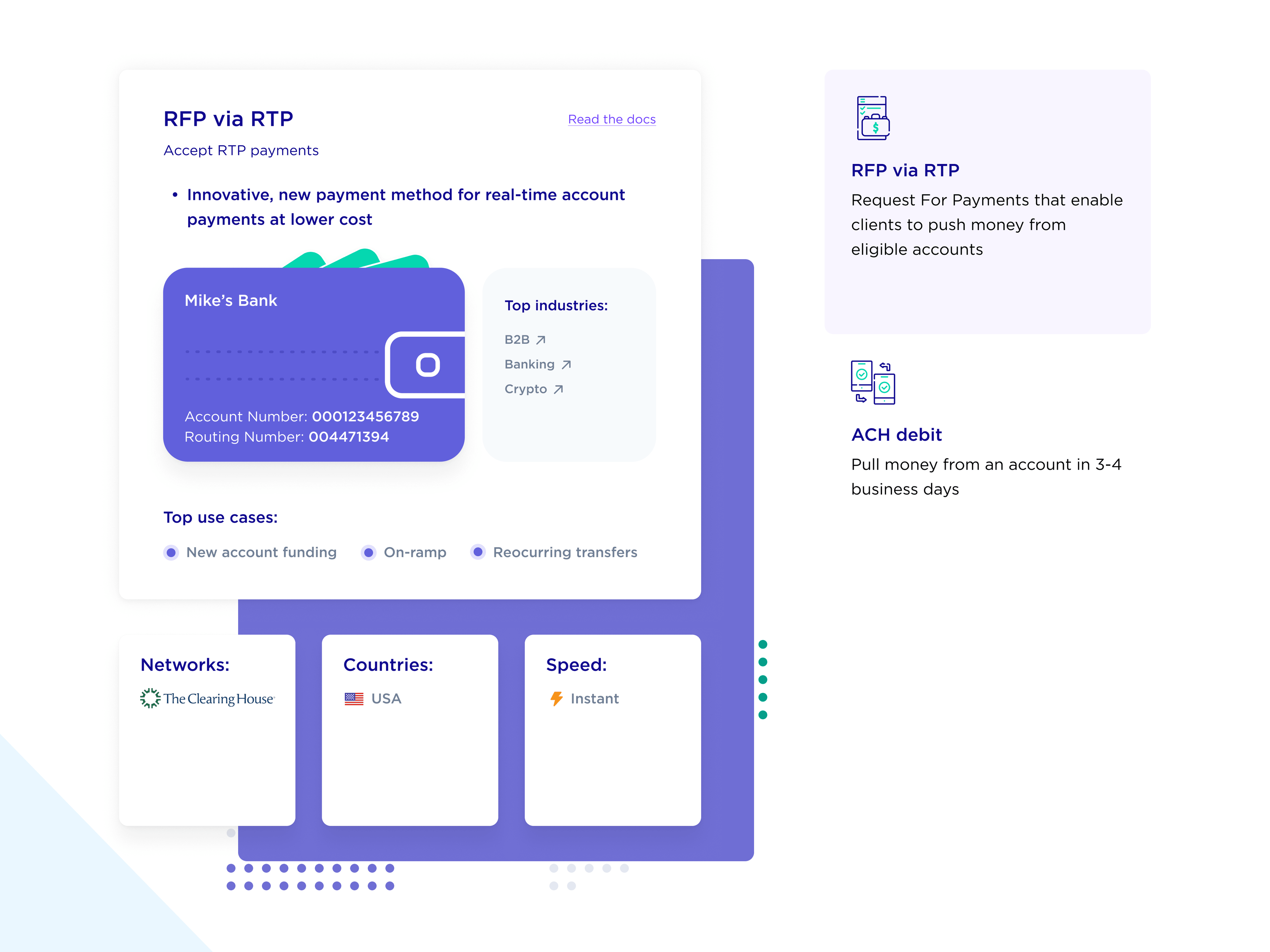 Pay by account — Request for Payment via RTP and ACH debit